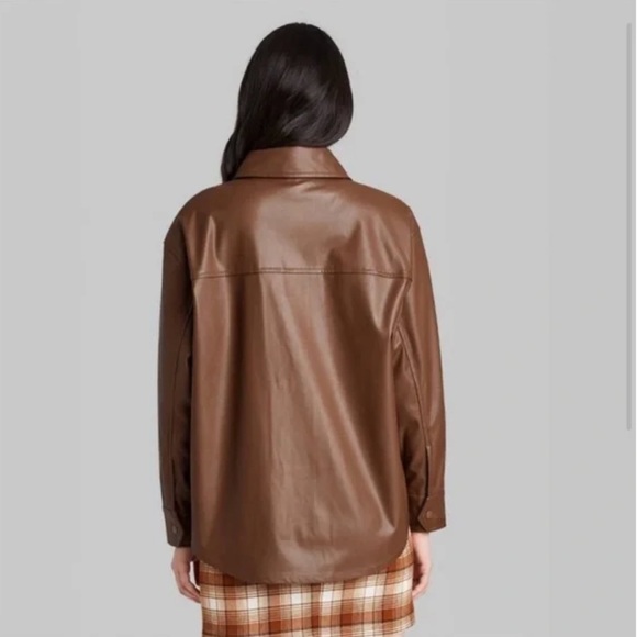 Women’s Brown Faux Leather Jacket - Picture 2 of 2